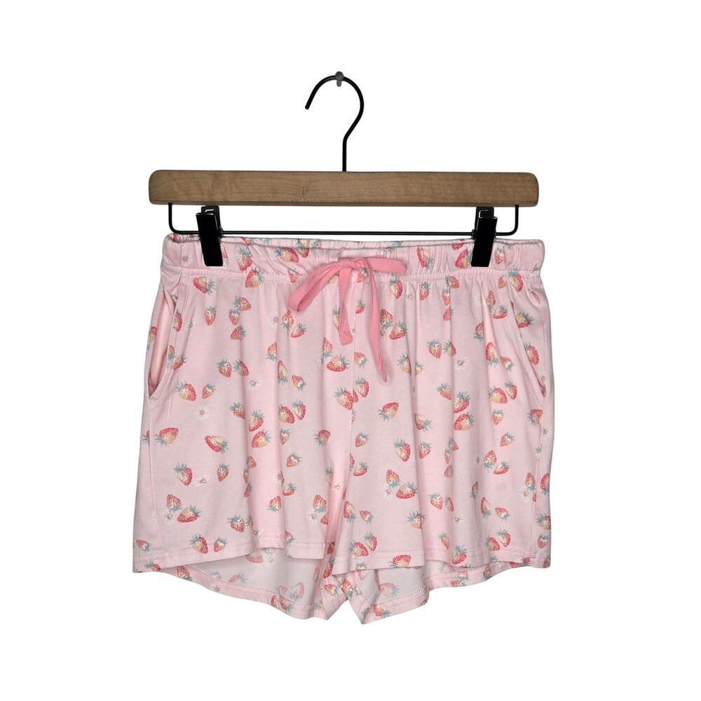 RAE DUNN Women’s Strawberry Print Lounge Shorts Pink Size Small